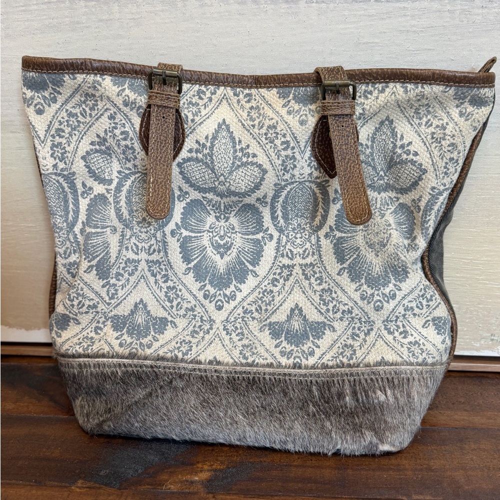 Myra Bag “Coll Dude” concealed carry Tote Bag with Brown Leather Trim